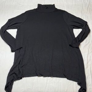 Torrid 2X Black Hacci Mock Neck Tunic Long Sleeve Sharkbite Hem Tee Shirt NWT